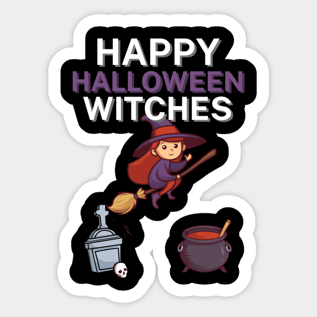 Happy halloween witches Sticker by maxcode